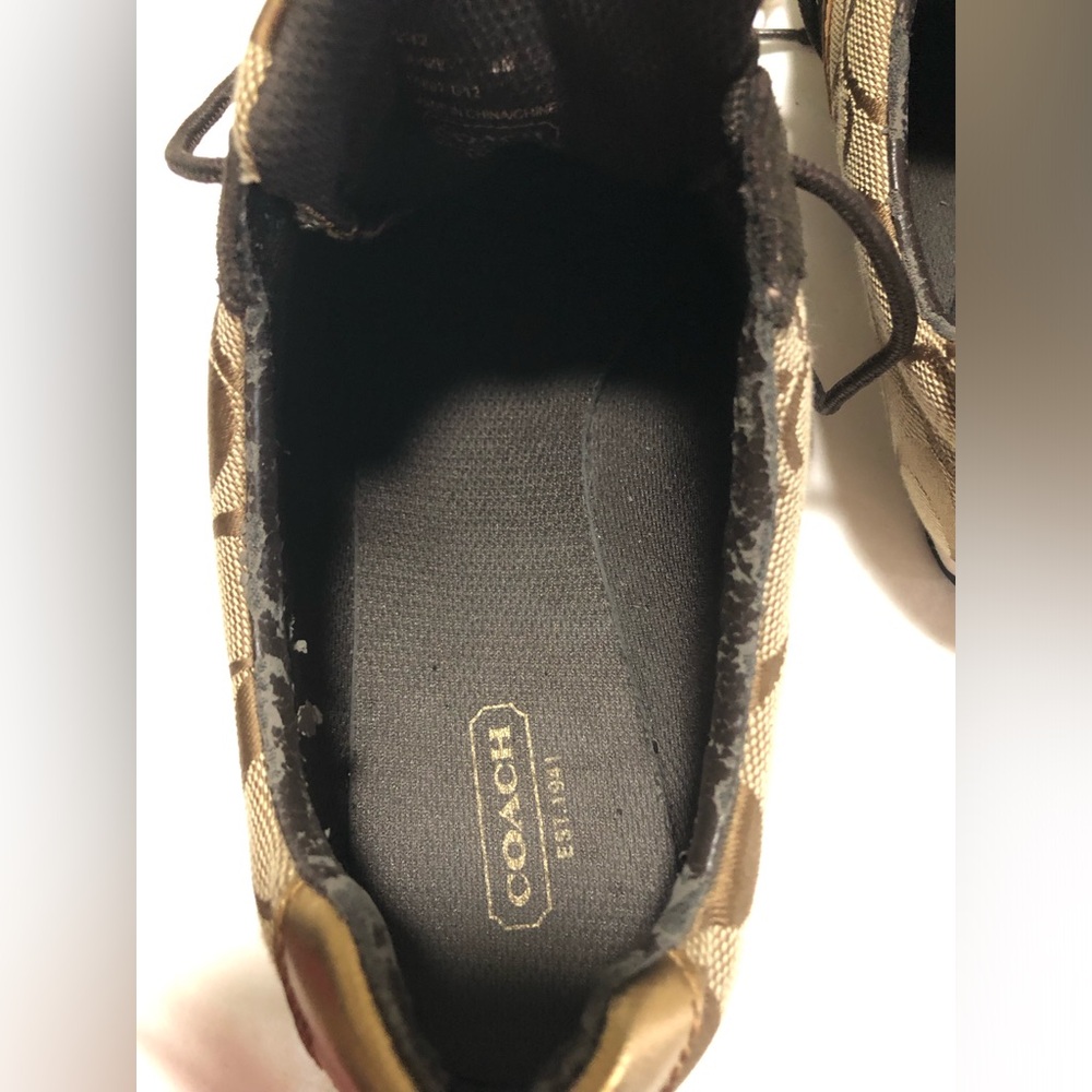 Coach Vintage Sneakers Size 8 Medium Jayme Women's Brown/Tan with Gold Detail - Picture 7 of 11